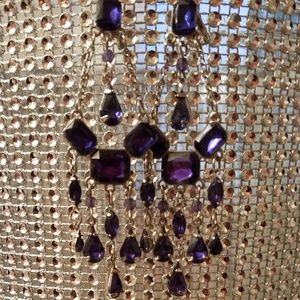Purple Blue & Silver Dangling Earrings